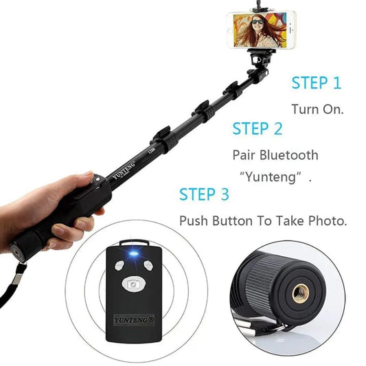 1288 Selfie Stick Bluetooth Extendable with Remote Control