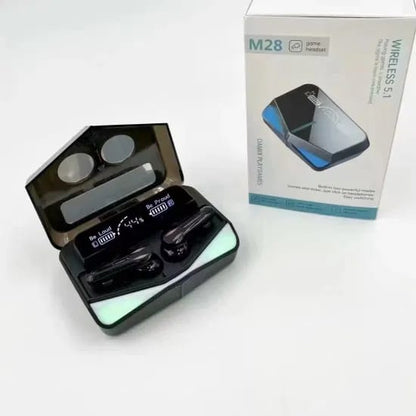 M28 TWS Gaming Earbuds – LED Display, Power Bank Case & Low Latency Sound