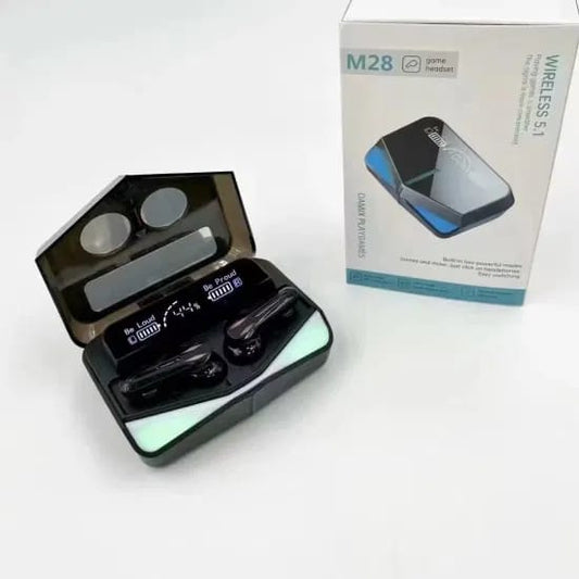 M28 TWS Gaming Earbuds – LED Display, Power Bank Case & Low Latency Sound