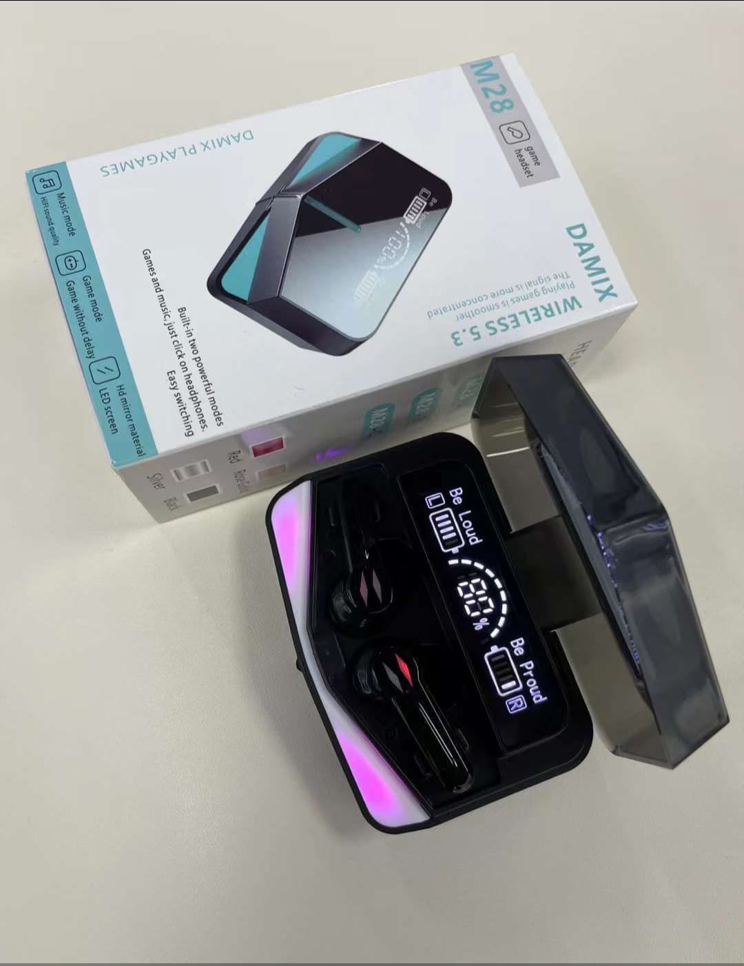M28 TWS Gaming Earbuds – LED Display, Power Bank Case & Low Latency Sound